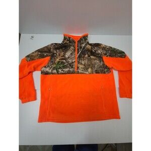 Columbia Realtree Camo Fleece Sweater Mens XL Blaze Orange Quarter Zip Hunting